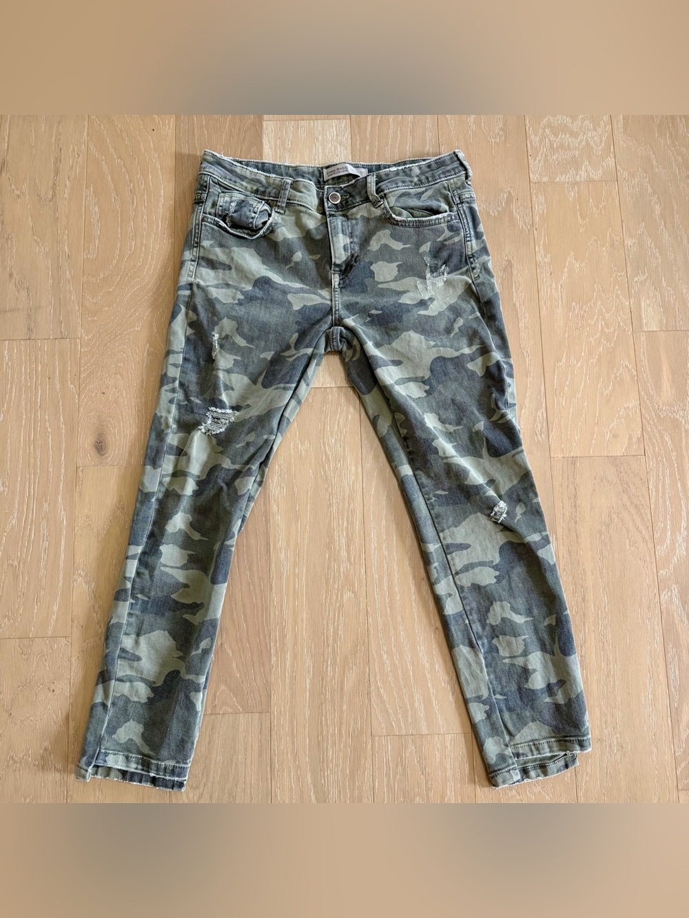 Zara Camo Slim Fit Jeans - Green Camoflauge